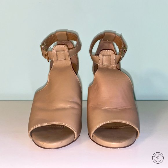 Steve Madden Nude Peep Toe Heeled Sandals - Picture 4 of 7